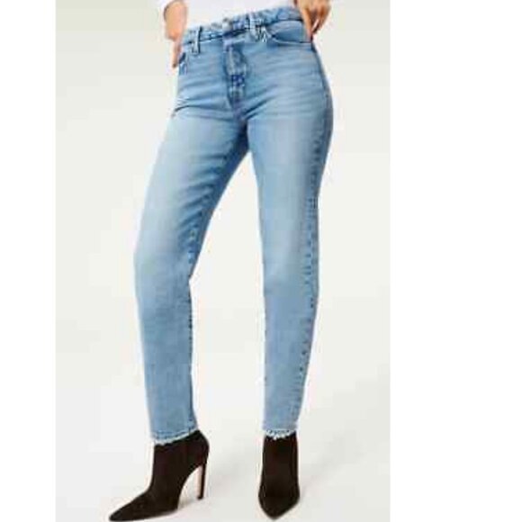 Good American Women's The Weekender Straight Leg Light Wash Jeans Size 14/32 - Picture 1 of 13